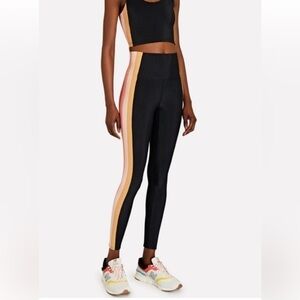 NEW | BEACH RIOT SPORT MEGAN LEGGINGS | Coral Stripe | Black Ribbed | Size XS